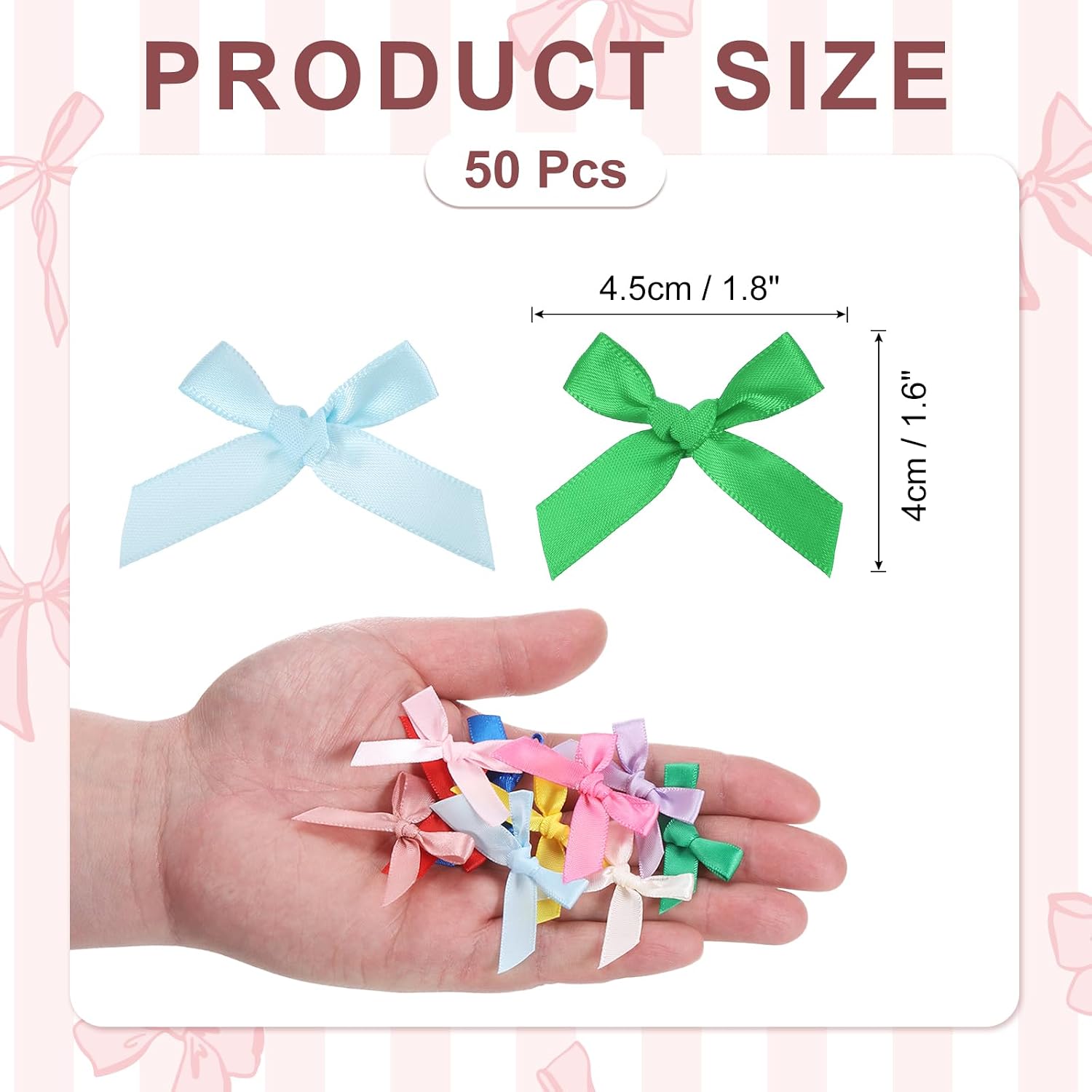 MECCANIXITY Mini Ribbon Bow 1.8" Flower Bows Light Blue/Green 50Pcs image 2