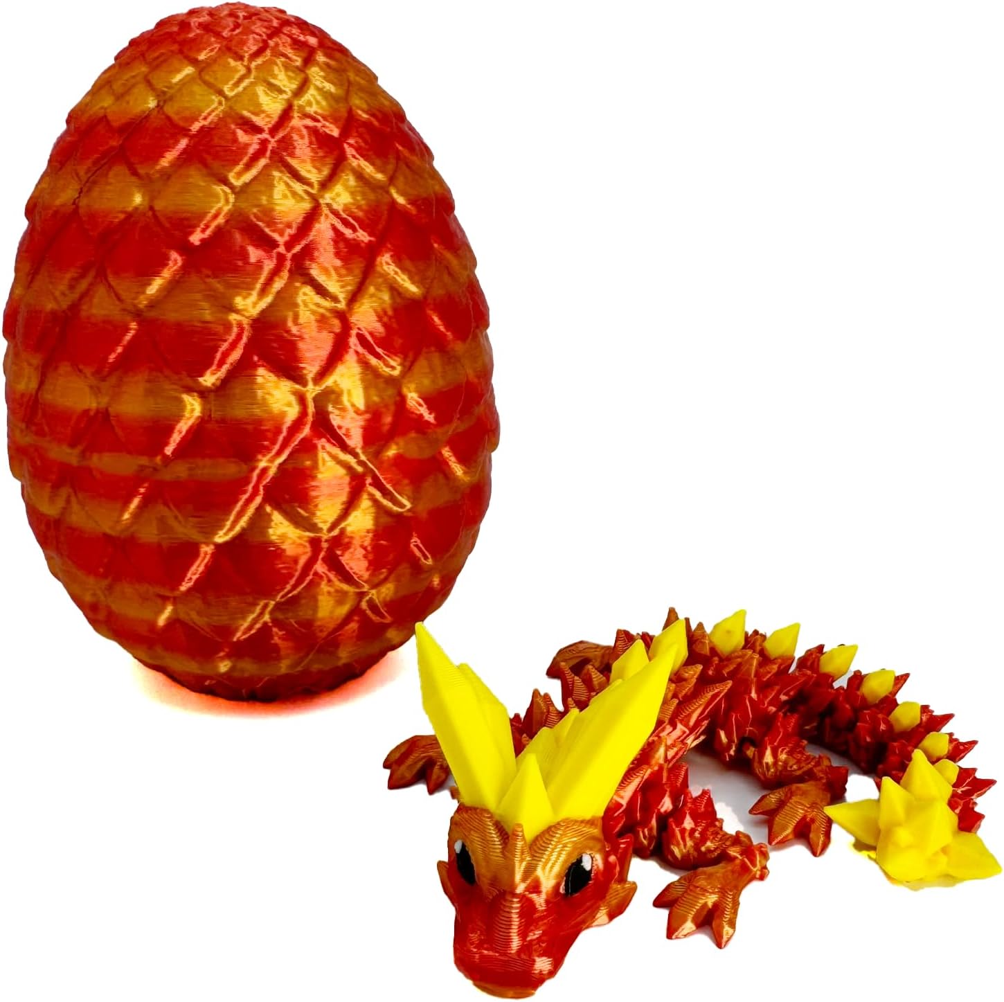 My Life Happens 3D Printed Baby Crystal Dragon with Egg, Full Articulated Dragon Crystal Dragon, Home Office Decor Executive Desk Toys, Adults Fidget Toys for Autism/ADHD (Silk Red)