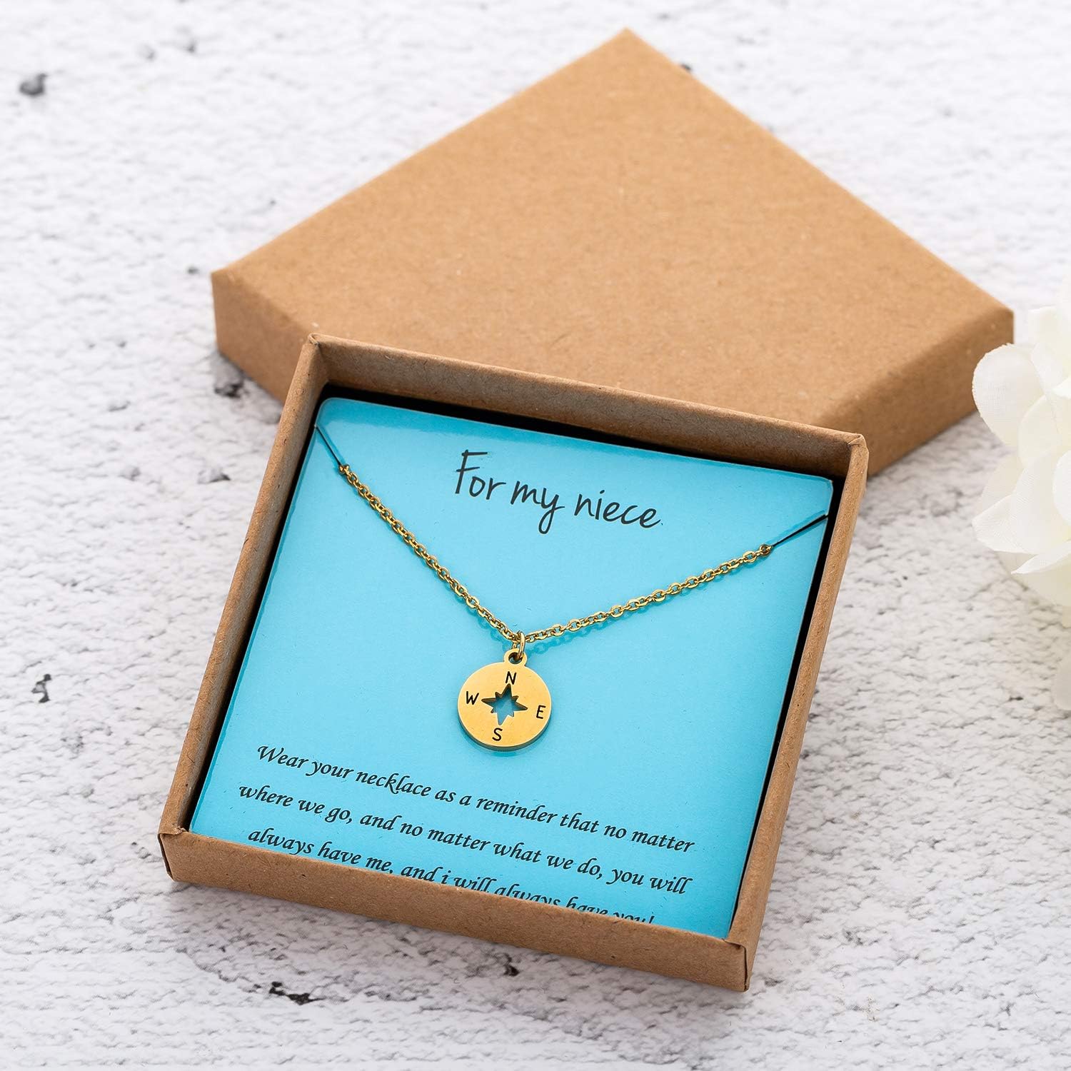 Aunt Niece Gifts from Auntie Uncle Gold Pendant Compass Necklace for Women 18" - Image 7