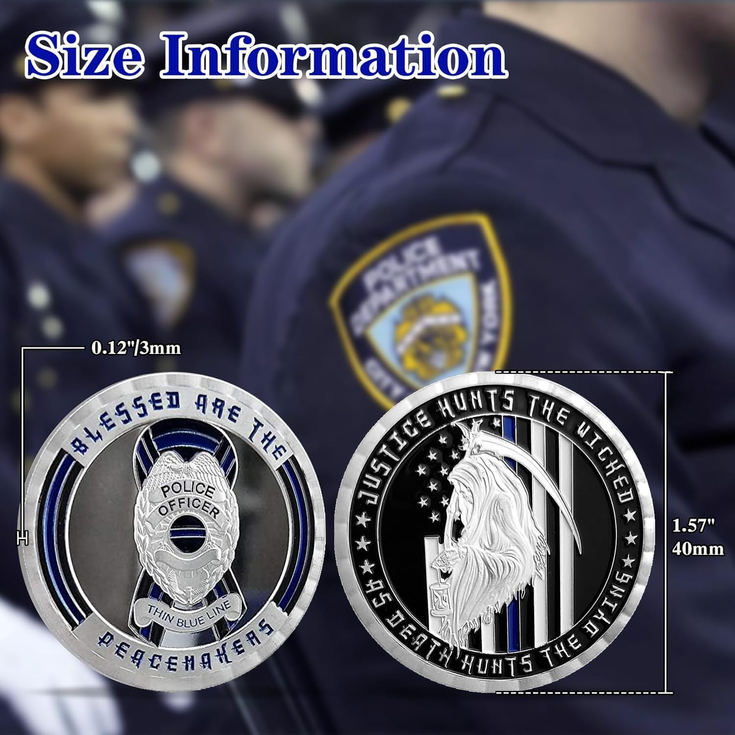 BHealthLife Police Challenge Coin with Thin Blue Line - Honor and Support Law Enforcement Commemorative Coin - Appreciation Gifts for Police Officer Law Enforcement