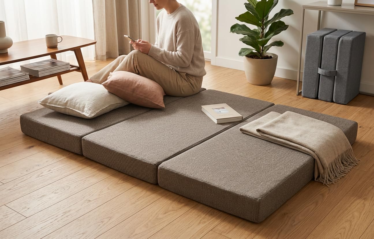 Odolplusz Faltbare Schaum-Matratze mit Bezug 120x200x10cm | Matratze für Camping, Reisematratze Gästematratze Klappbar Faltmatratze Bodenmatratze