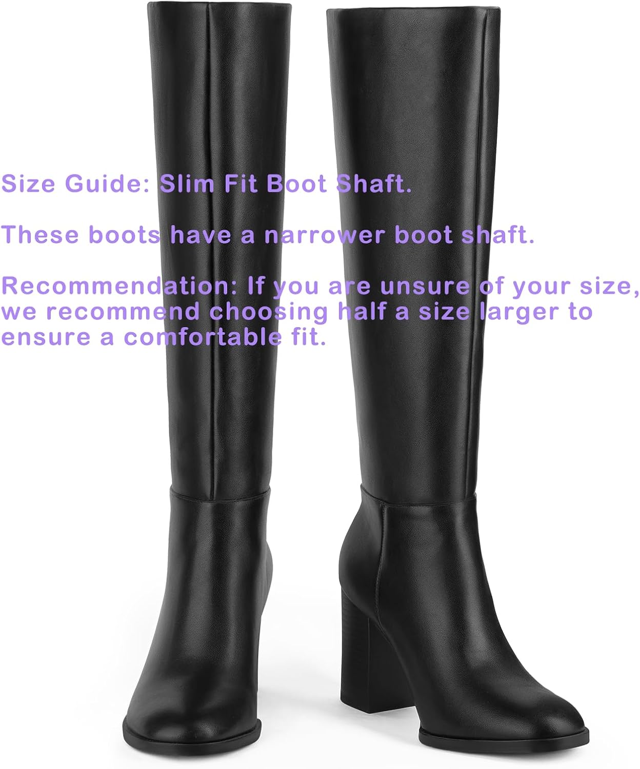MUCCCUTE Knee High Boots for Women - Square Toe Chunky Block Heel Boots with Side Zipper Pull On Tall Boot - Image 6