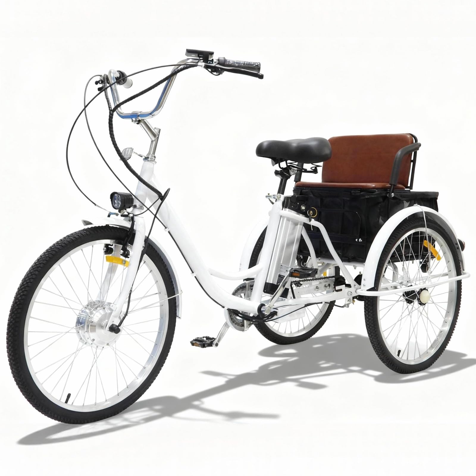 Tricycle électrique à 3 Roues pour Adultes, 24 Pouces, pour Les trajets Quotidiens