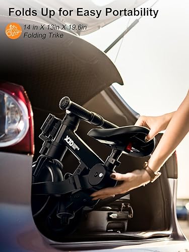 Miniatura 7 de XJD Bicicleta para niños pequeños, triciclo plegable 6 en 1 para niños de 1 a 4 años con mango de control parental, bicicleta de equilibrio con