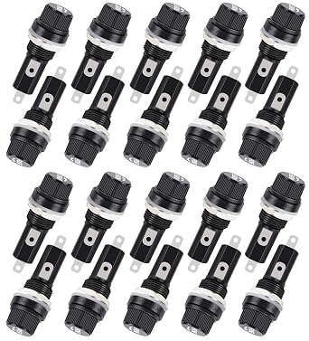 20Pcs Panel Mount Fuse Holder, Screw Cap Fuse Holder, Black