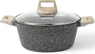 CAROTE 4 Qt Nonstick Stock Pot with Lid Soup Pot, Granite Pot 4 Quart Pot with Lid, Dutch Oven Casserole Super Easy to Cle...