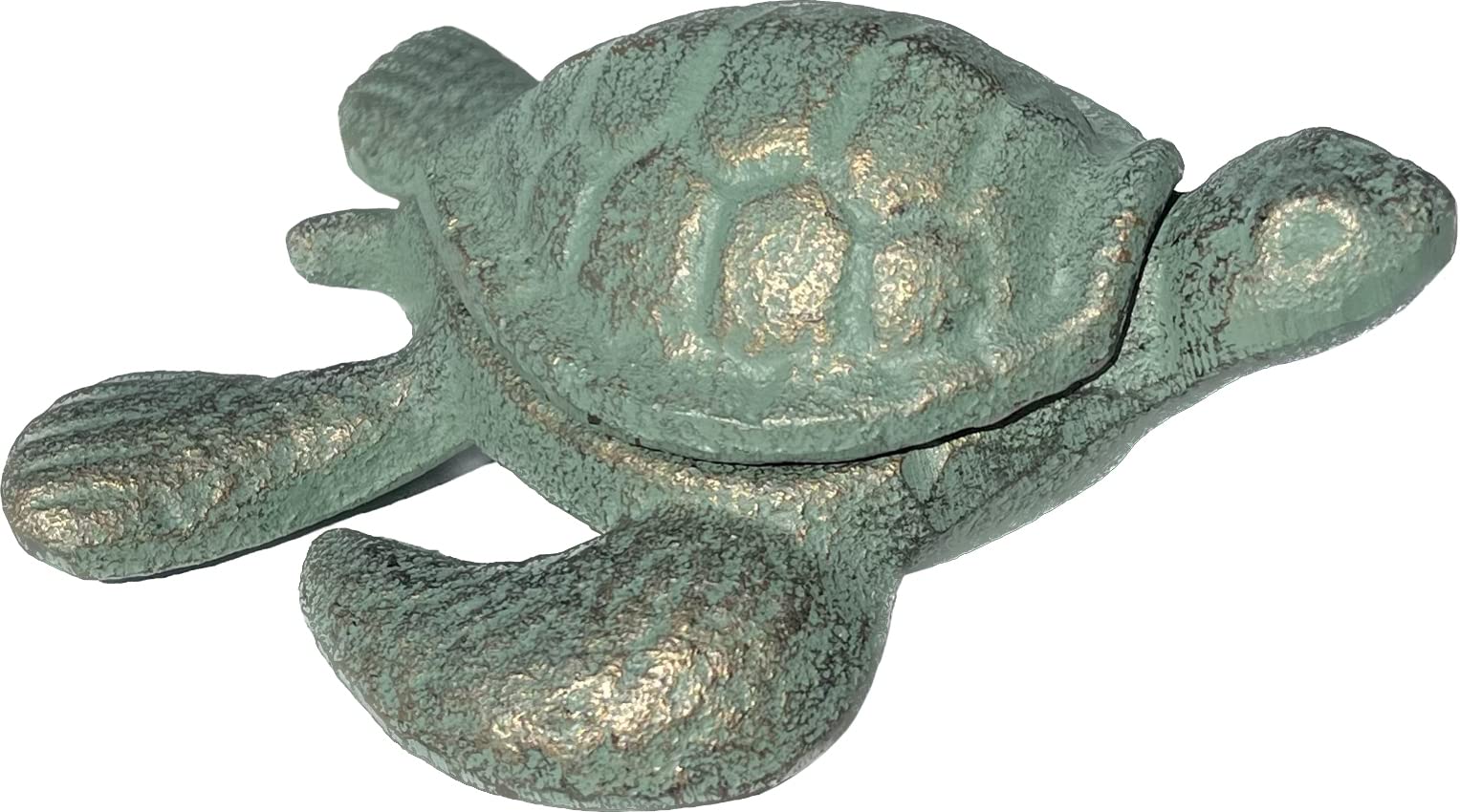 Top Brass Sea Turtle Key Hider Figurine - Cast Iron Garden Statue with Secret Storage Compartment Jewelry Trinket Box - Indoor/Outdoor Ocean Beach