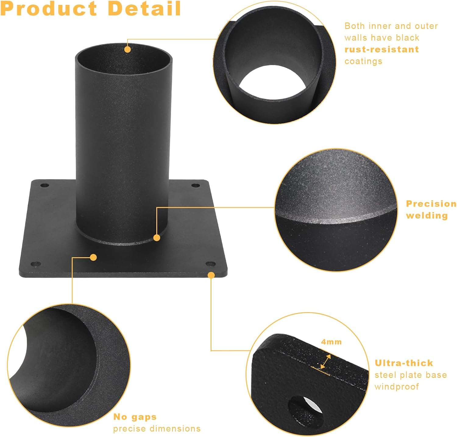 Straight Arm Wall Mount Bracket for Slip Fit Lights (2 3/8inch), Slip Fitter Tenon Adaptor,for Slip Fit Shoebox Ligh