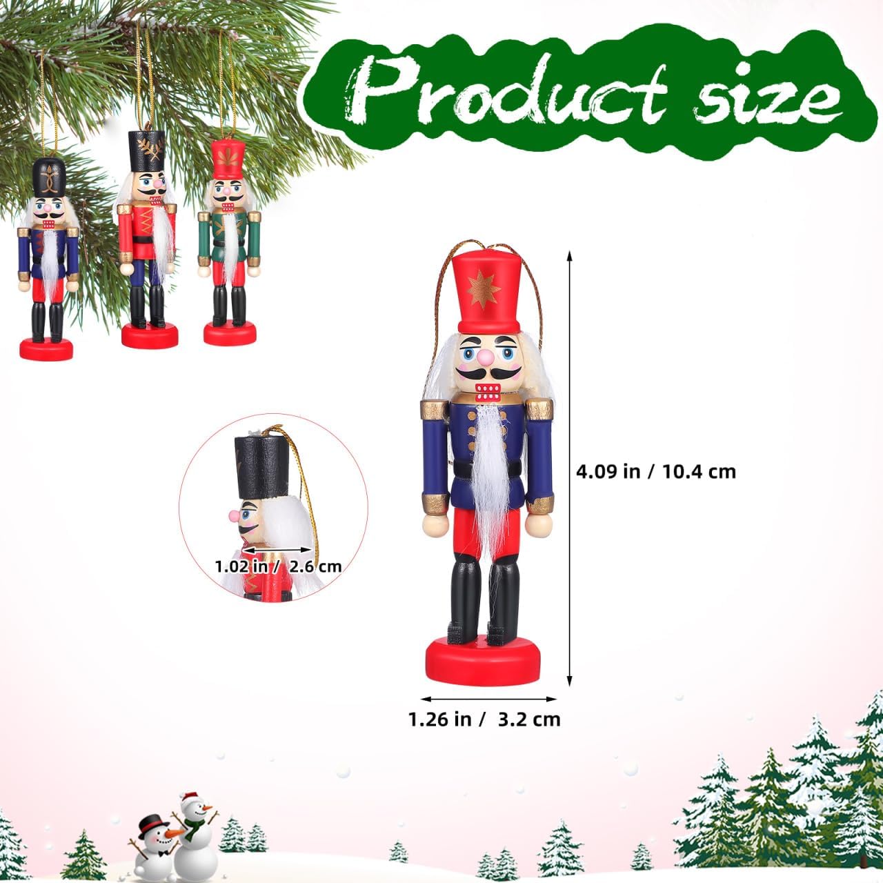 Cabilock 6pcs Christmas Nutcracker Ornaments Set Wooden Nutcracker Ornament for Christmas Tree 4 Inch Mini Soldier Figurines for Xmas Tree Table Decor Home Decoration