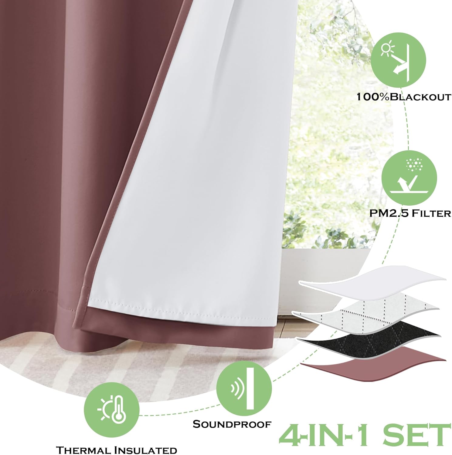 KGORGE Anti Dust Soundproof 100% Blackout Curtains 4 Layers Heavy Duty Energy Efficiency Window Curtains for Living Room Baby Bedroom Home Office Studio, Wide 52 x Long 95 inches, Black, 2 Panels KGORGE Anti Dust Soundproof 100% Blackout Curtains 4 Layers Heavy Duty Energy Efficiency Window Curtains for Living Room Baby Bedroom Home Office Studio, Wide 52 x Long 95 inches, Black, 2 Panels