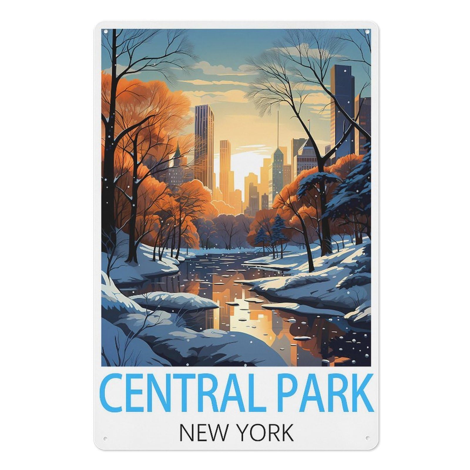 Central Park New York Retro Design Tin Painting Vintage Tin Sign 08x12inch(20x30cm) Wall Art for Home Office Bedroom Living Room Cafes Wall Decor