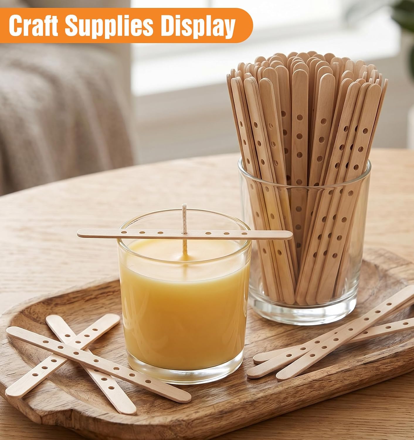 50 Pcs Wick Centering Tool, Candle Wick Holders for Candle Making | Wick Centering Tool, Candle Wick Holders for Candle Making Wooden with 7 Holes for DIY Wax Crafting ( 0.7 x 7.1 In)