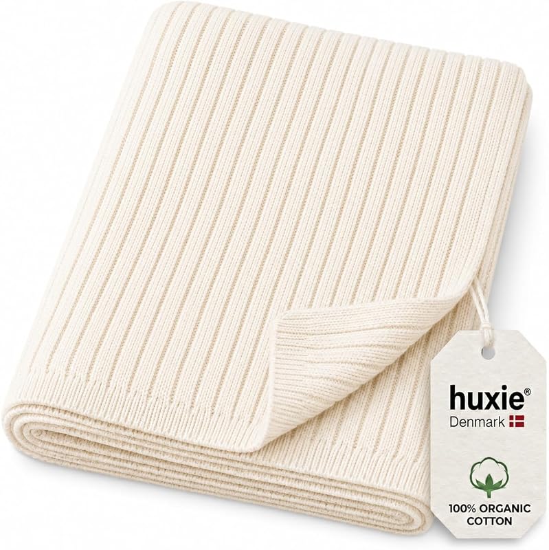 Receiving Blankets, 100% Organic Cotton Knit, Newborn Baby Swaddle | GOTS-certified, soft breathable layer for stroller, car seat & nursery, shower gift