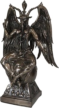 Ebros Gift Large 15" Tall Sabbatic Goat Baphomet Statue in Bronze Finish Occultic Illuminati Goat of Mendes Golden Calf Lilith Sculpture Figurine