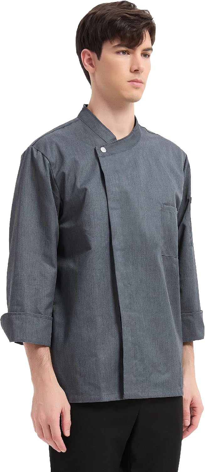 KITCHIEF Unisex Chef Coat Long Sleeve Fashion Chef Jacket For Men Women Chef Uniform for Kitchen,Food Service,Bakers