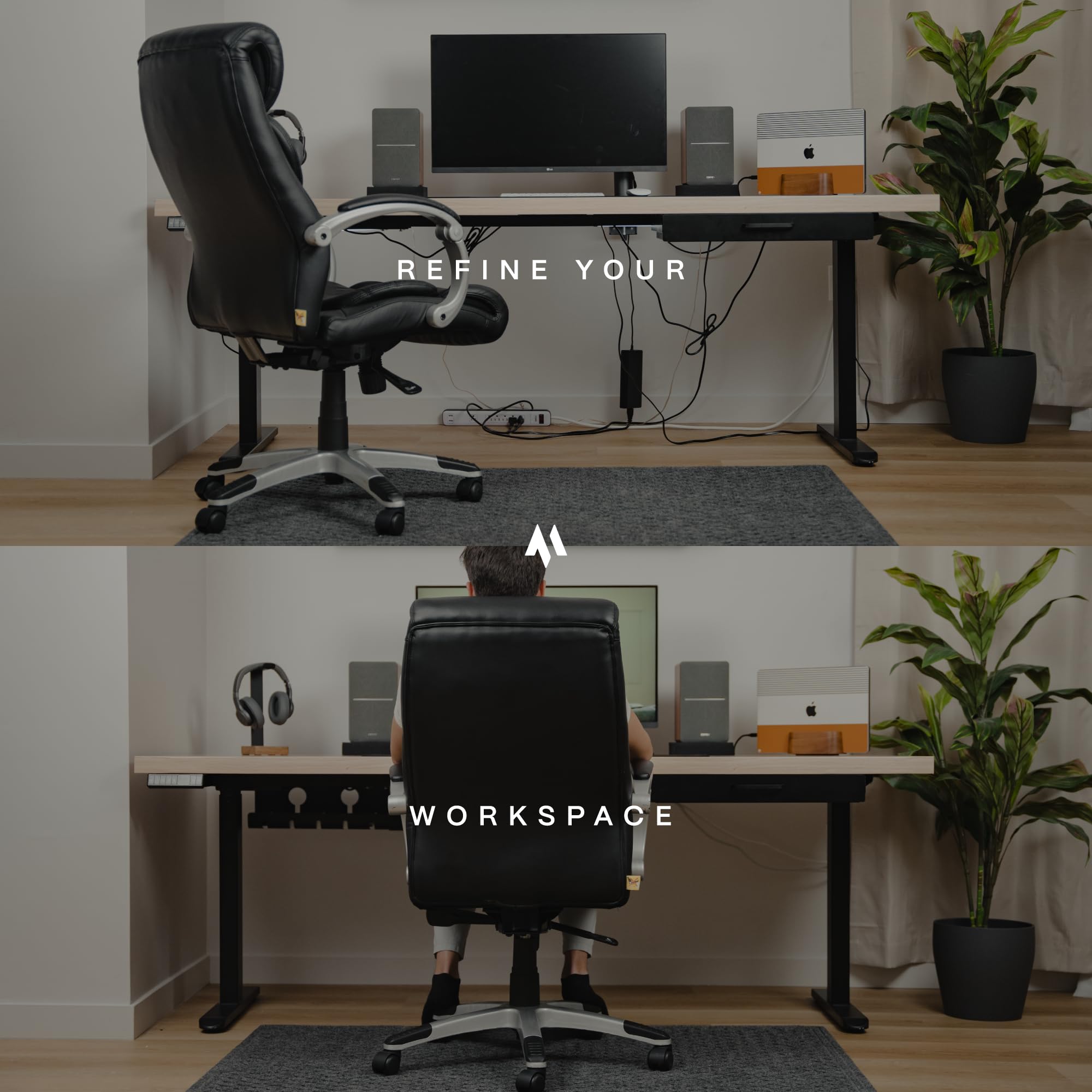 Kabelmanagement-Tablett ohne Bohren unter dem Schreibtisch – 2er-Pack Draht- und Kabel-Organizer – Kabelmanagement für Stehpult – Steckdosenleisten-Halter – M