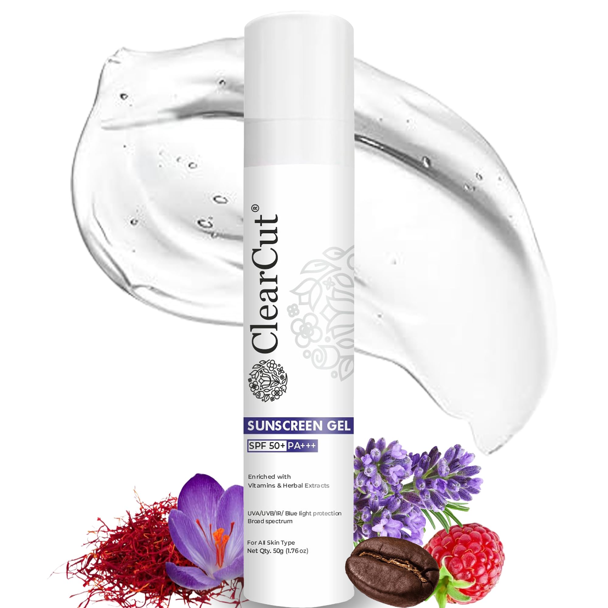 ClearCut Sunscreen Transparent Gel Spf 50+ | Pa++++ | For All Skin Types No White Cast, 1 Count
