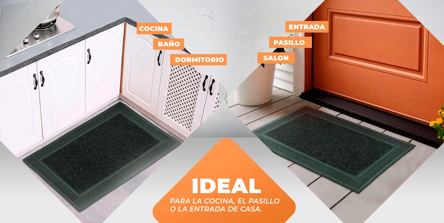 LucaHome Zerbino Orlando In Gomma E PVC, Antiscivolo E Assorbente, 40x70 Cm - Adatto Per Esterni E Interni (design Casitas)