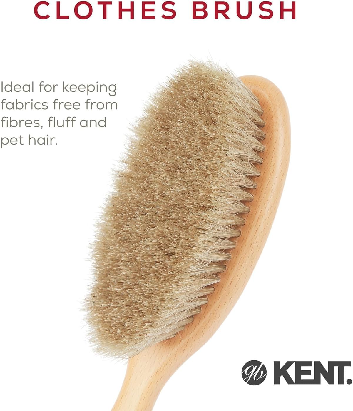 KENT OTHH1 Clothes Brush, 100% Natural Pure Horsehair in Japanese Style Lint Remover for Delicate Cashmere, Wool, and Silk to Keep Fabrics Free from Fibres, Fluff. Luxury Beechwood. Made in England image 4