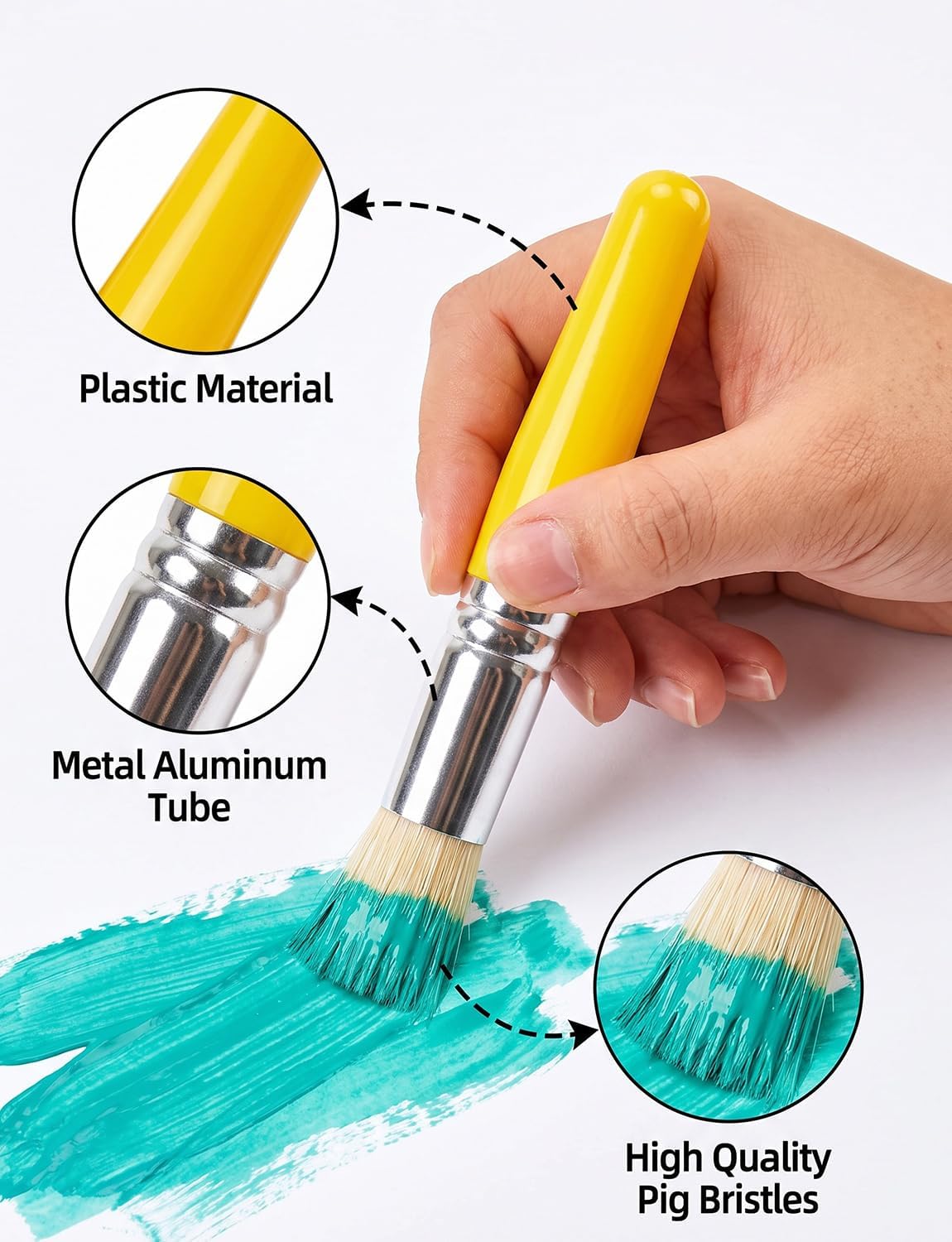 YGAOHF 12 Pcs Short Paint Brushes for Kids, Kids' Craft Paint Brushes Set image 3