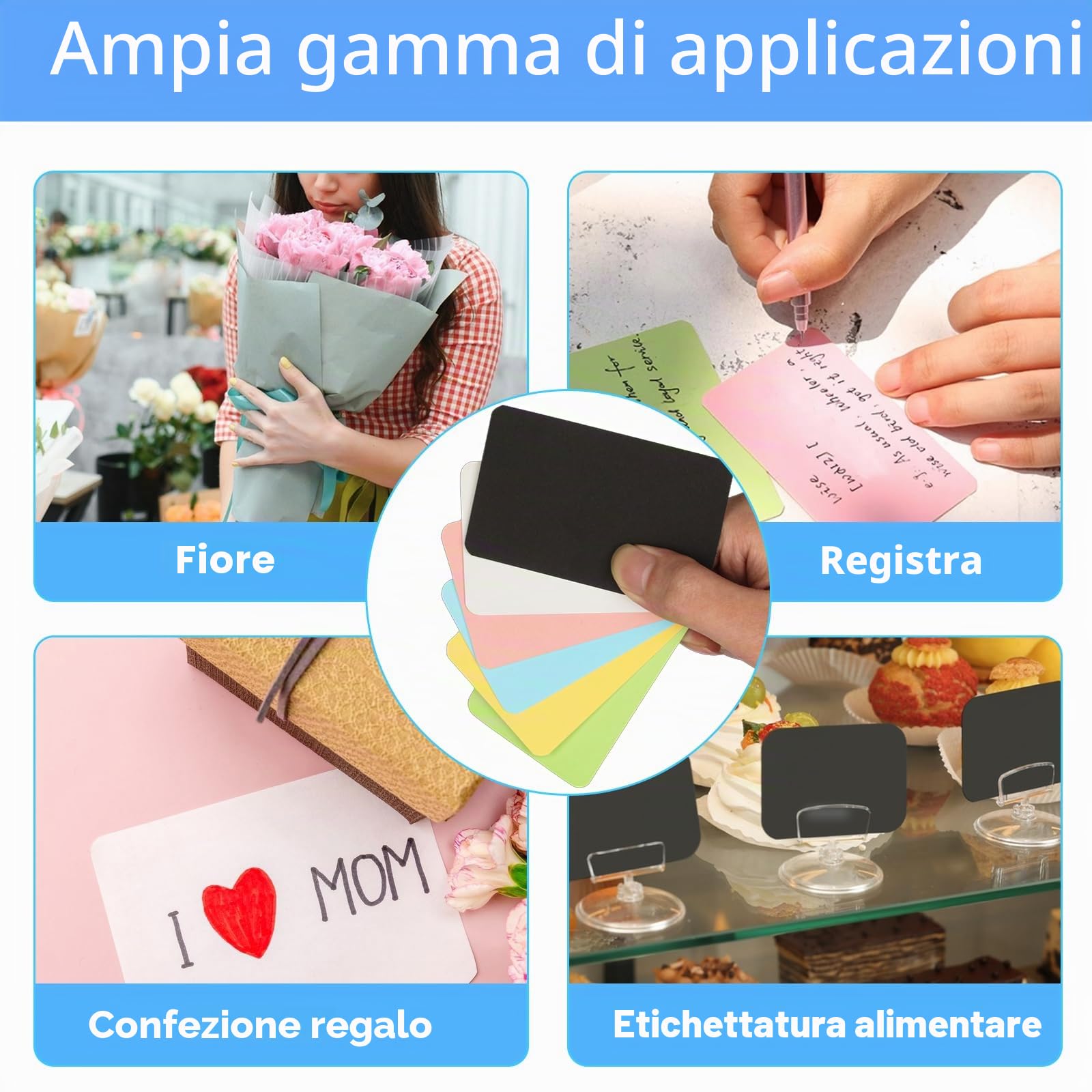300 Pezzi Carte Kraft Vergini, Biglietti da Visita, Cartoline, Nero/Bianco/Rosa/Giallo/Blu/Verde