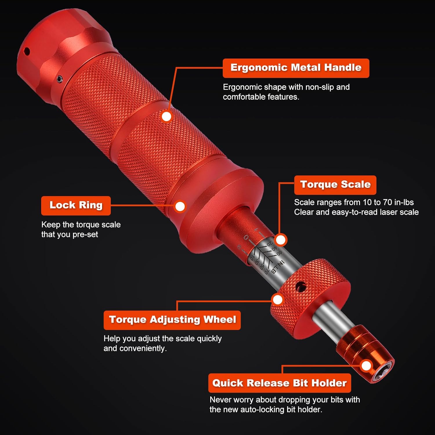 68Pcs Torque Screwdriver Wrench Set 10-70 IN.LB, Inch Pound Torque Driver with S2 Steel Bits, 1/4" Drive, Magnetic Quick-Release Adapter for Bike Repair, Mounting and Maintenance