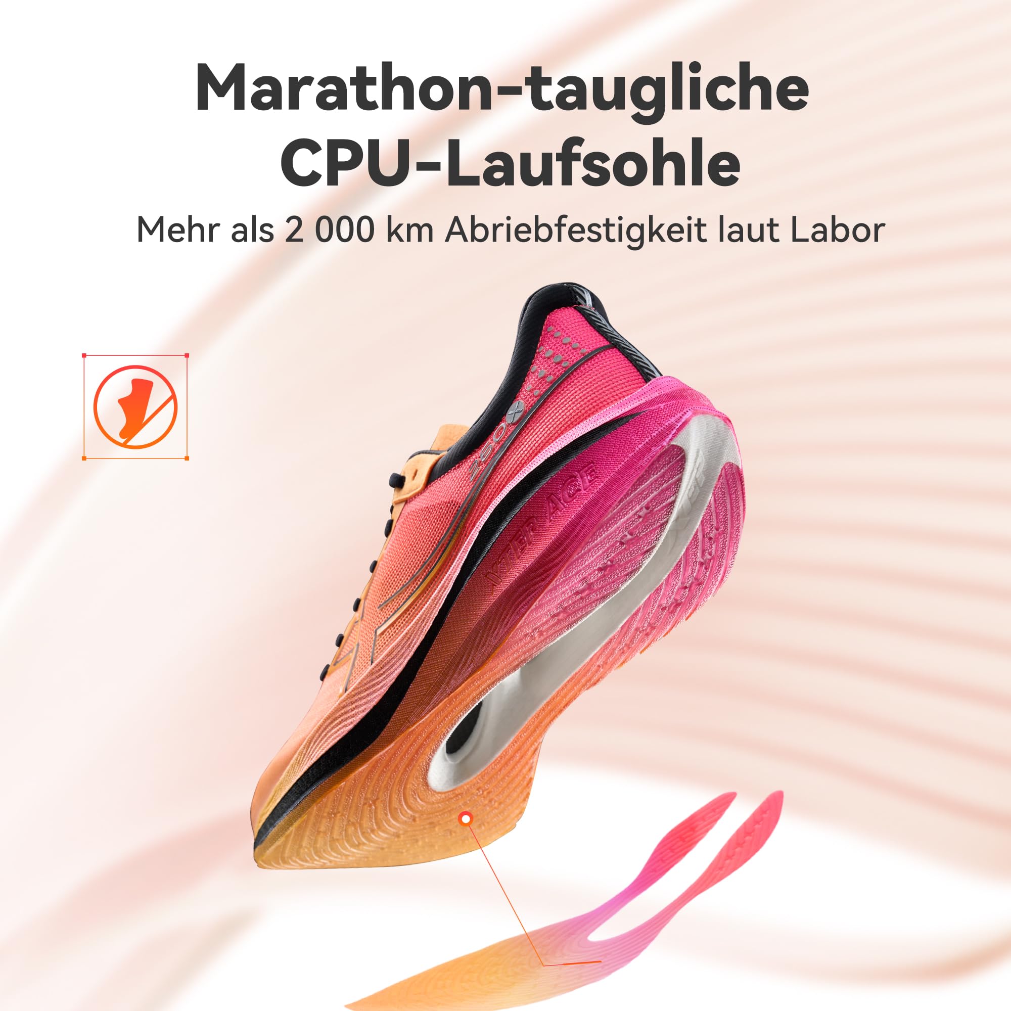 XTEP Scarpe da Corsa Uomo 260X, Scarpe da Maratona Aggiornate con 85% Ammortizzazione, Allenamento di Corsa con Placca di Carbonio Leggera, Respiranti e Antiscivolo