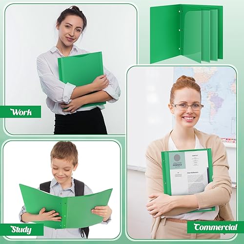 Miniatura 6 de Qilery Carpetas de 6 bolsillos con 3 agujeros perforados, carpetas transparentes con bolsillo frontal transparente para carpetas de 3 anillos con