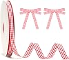 KINGLAKE Red and White Gingham Ribbon, 50 Yd x 38 in Red Checkered Ribbons Cute Buffalo Plaid Ribbon for Gift Wrapping, DIY Craft, Christmas Wreath Decoration