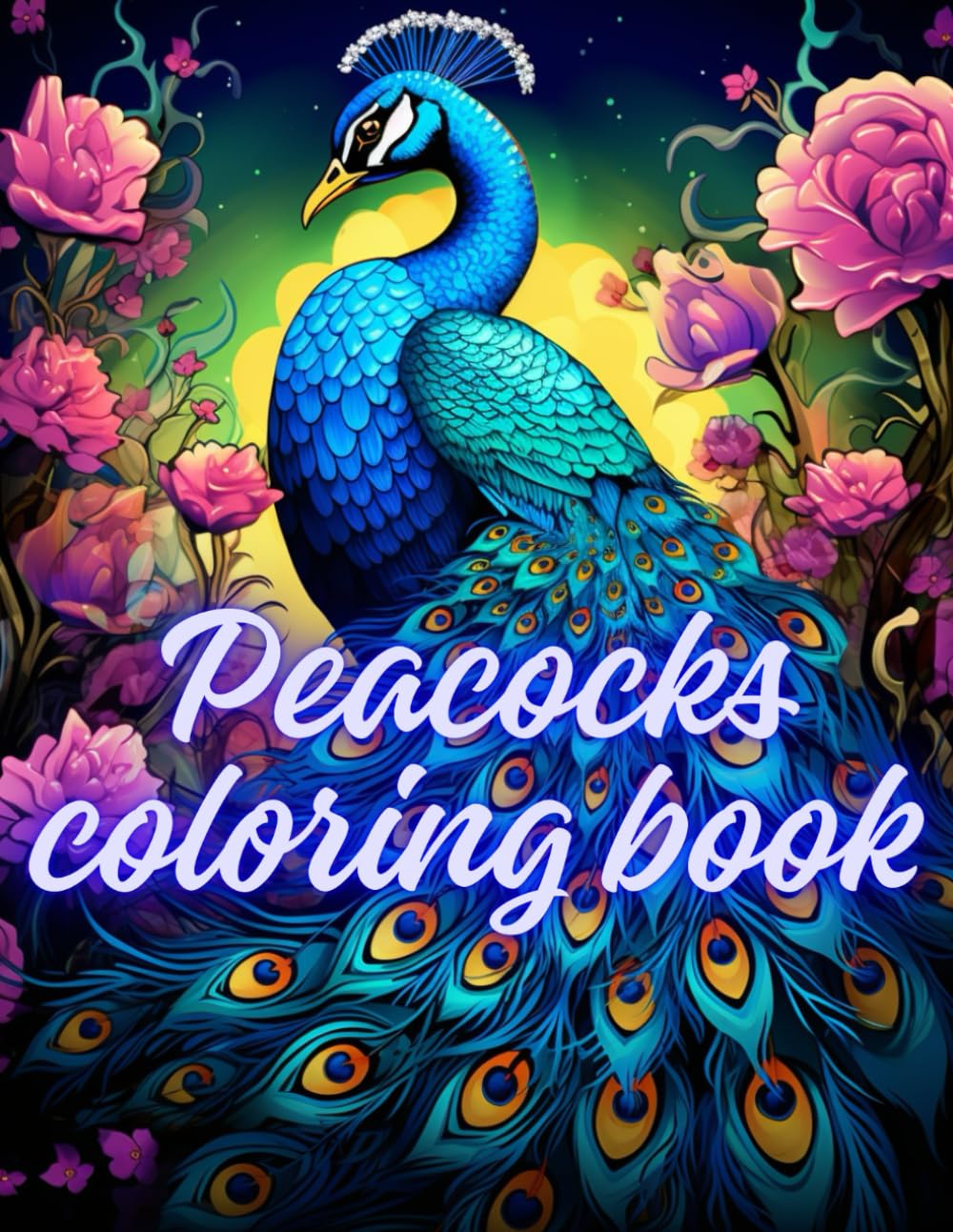 Peacocks: Coloring book for adults 200 pages