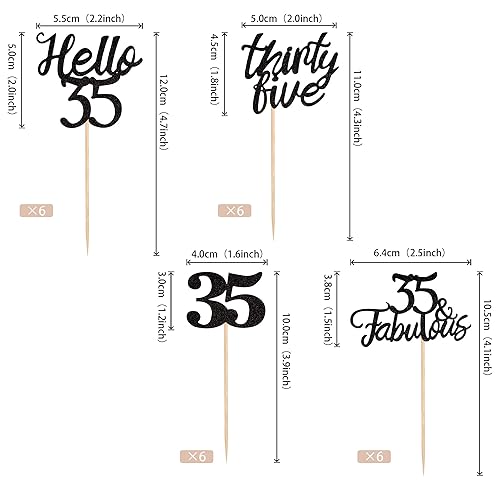 Miniatura 114 de 24 piezas de decoraciones oficiales para cupcakes de cumpleaños número 13 Hello 13 Thirteen Cupcake Picks 13th Birthday Cake Decor Supplies Black