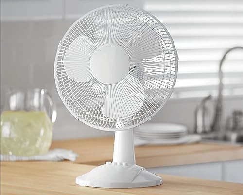 Miniatura 2 de Deahun Mainstays - Ventilador de mesa oscilante de 3 velocidades de 12 pulgadas, FT30-8MBB, negro (blanco)