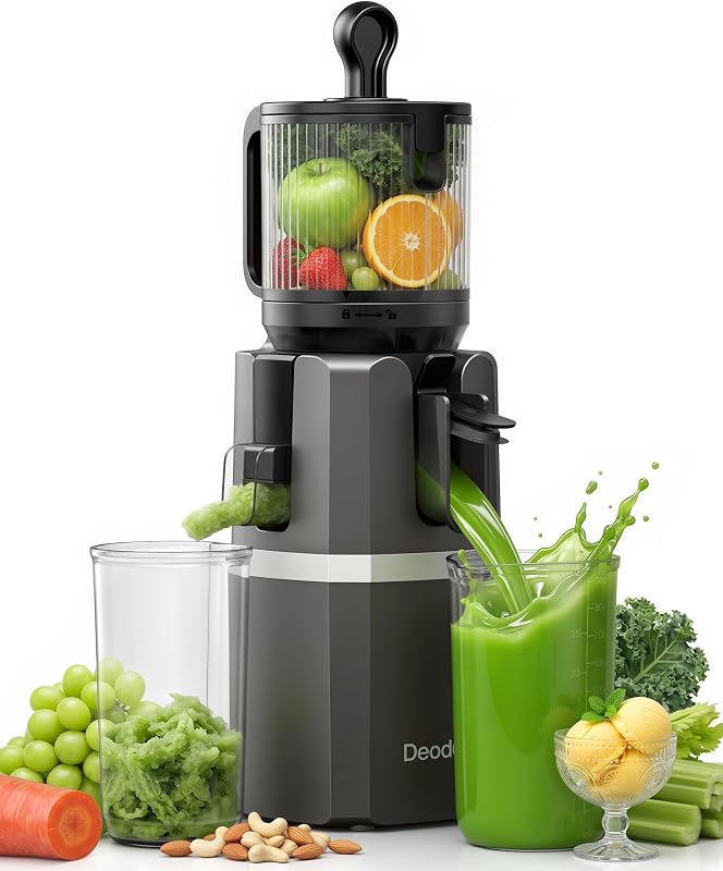 Máquinas exprimidoras, exprimidor de prensa en frío, exprimidor de masticación lenta, 3 en 1 para jugo, sorbete y leche de nueces, conducto de alimentación grande de 4.7 pulgadas, alto rendimiento de jugo, fácil de limpiar, extractor de frutas y verduras enteras