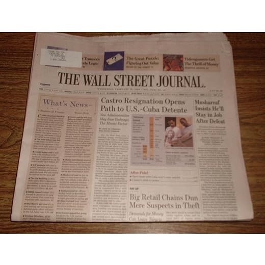 WSJ, THE WALL STREET JOURNAL, Daily Newspaper for Wednesday, February 20 2008