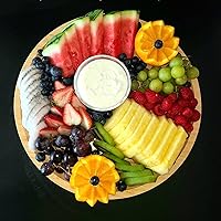 Vista 4 de JOIKIT Paquete de 3 Bandejas Redondas de Bambú de 8 Pulgadas, Platos Redondos de Madera Finamente Pulida, Bandeja de Servir de Bambú para Sostener