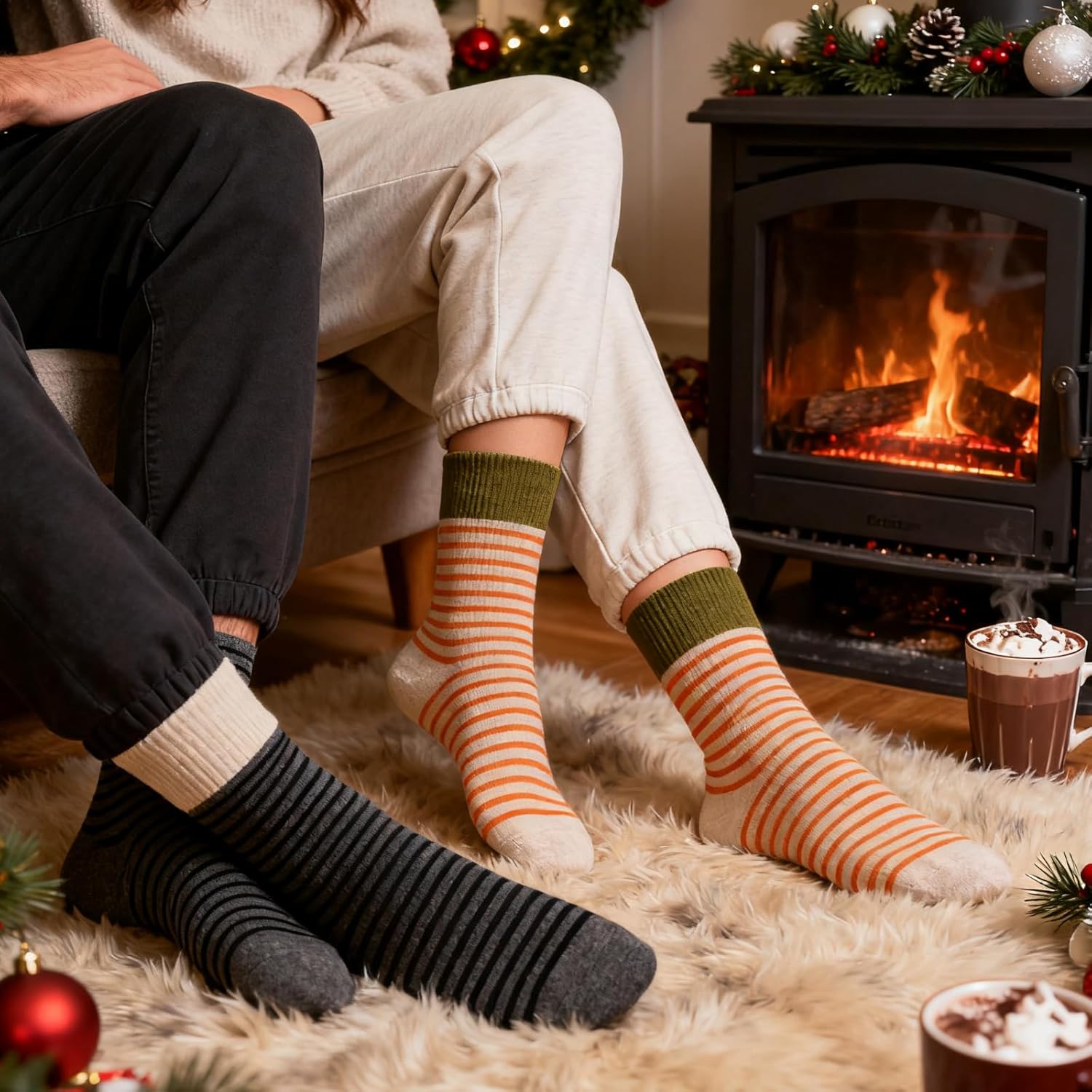 5 Pairs Retro Striped Crew Socks for Women Girls, Cute Casual Athletic Ankle Socks Soft Warm Cotton Ankle Sock Vintage Daily Wear - Image 2