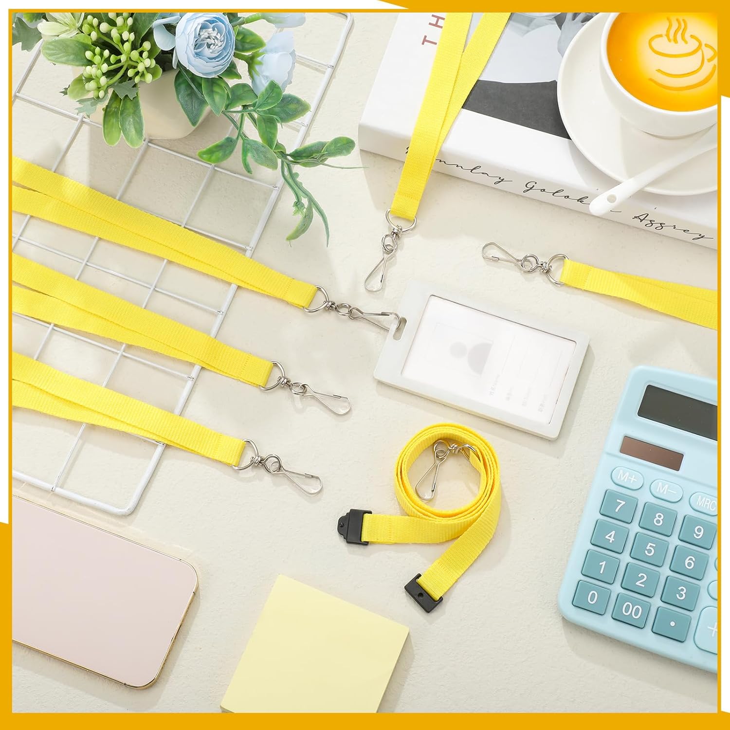Patelai 120 Pcs Breakaway Lanyards with J Hook Bulk Flat for ID Badges Neck Badge Lanyards Card Nametag Holder Neck Straps (Yellow)