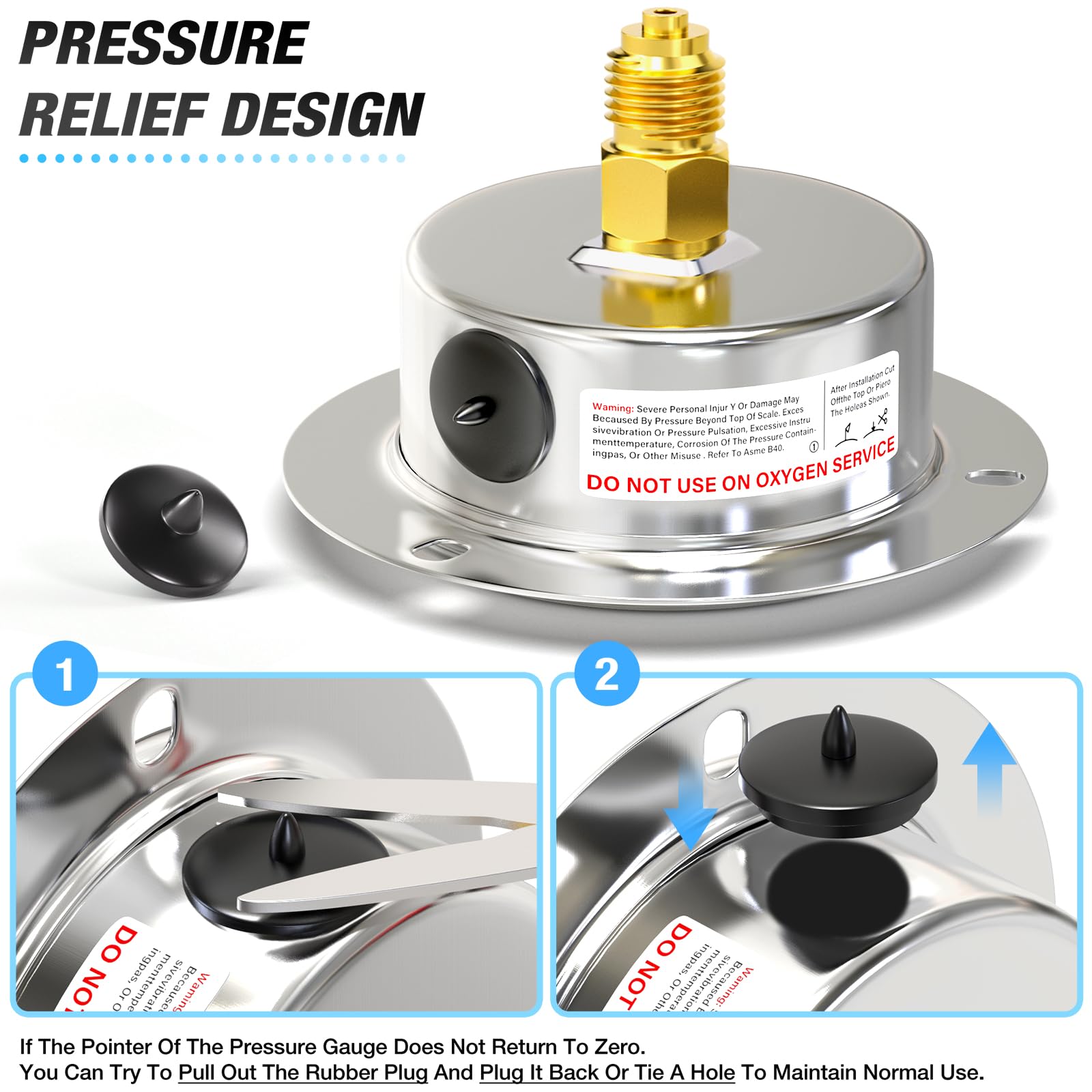 MEANLIN MEASURE 0~350BAR/0~5000PSI Manometro riempito di liquido Montaggio a pannello della flangia anteriore, 1/4" BSP 2.5"FACE DIAL Cassa in acciaio inox con vite e dado Phillips, +/-3-2-3%
