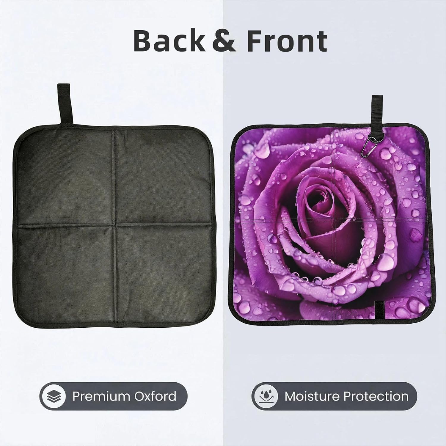 (Purple Rose) Sitting Pad Foldable Seat Cushion Lightweight Camping Seat Mat with Hook for Outdoor Hiking Picnic Camping