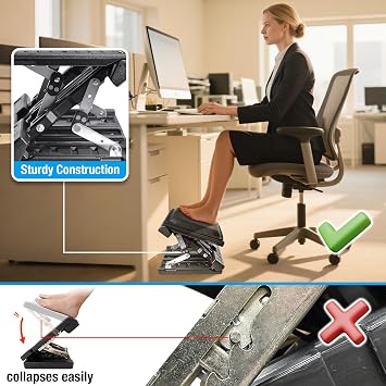 Scalebeard Foot Rest for Under Desk at Work,Height Adjustable Infinite Angle Ergonomic Foldable Footrest for Office, Gaming,Computer, Removable Pad Desk Foot Stool with Massage Beads,for All Seasons
