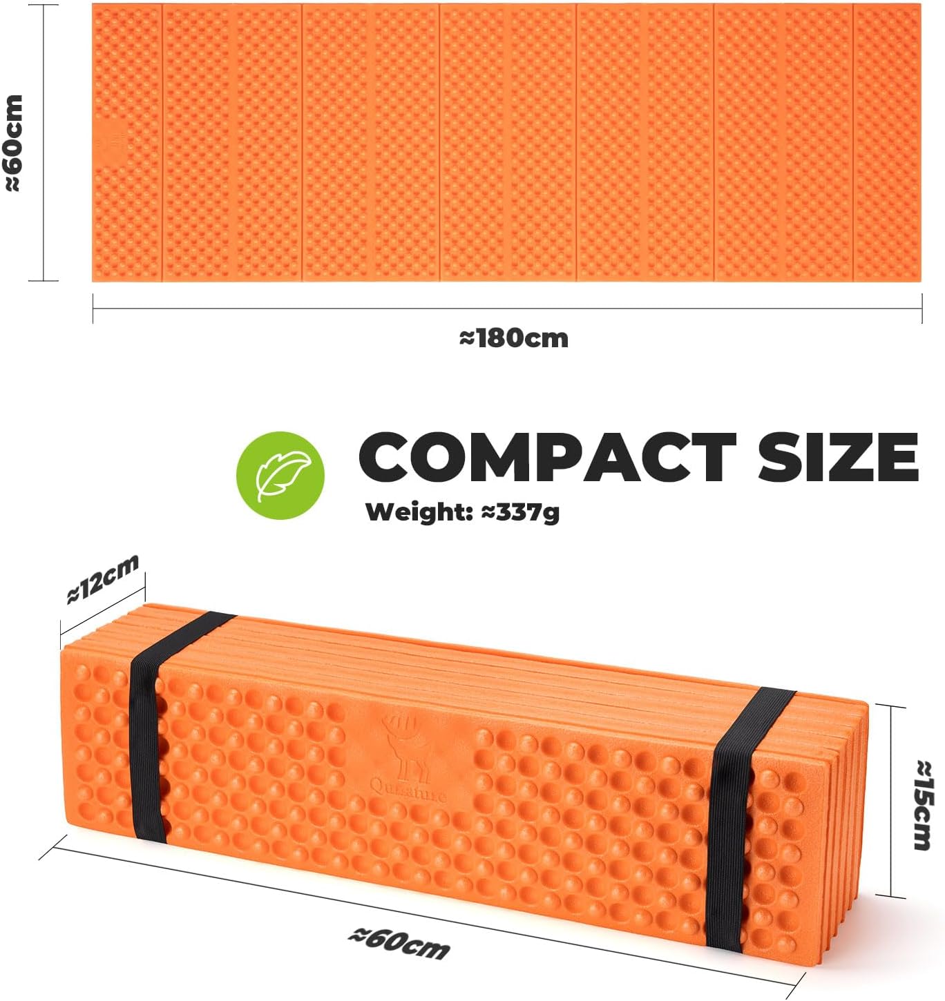 Foam Camping Sleeping Pad, Ultralight Closed Cell Mattress, Egg Crate Folding Mat, Waterproof & R-Value 1.8 for Hiking Camping Backpacking, Orange
