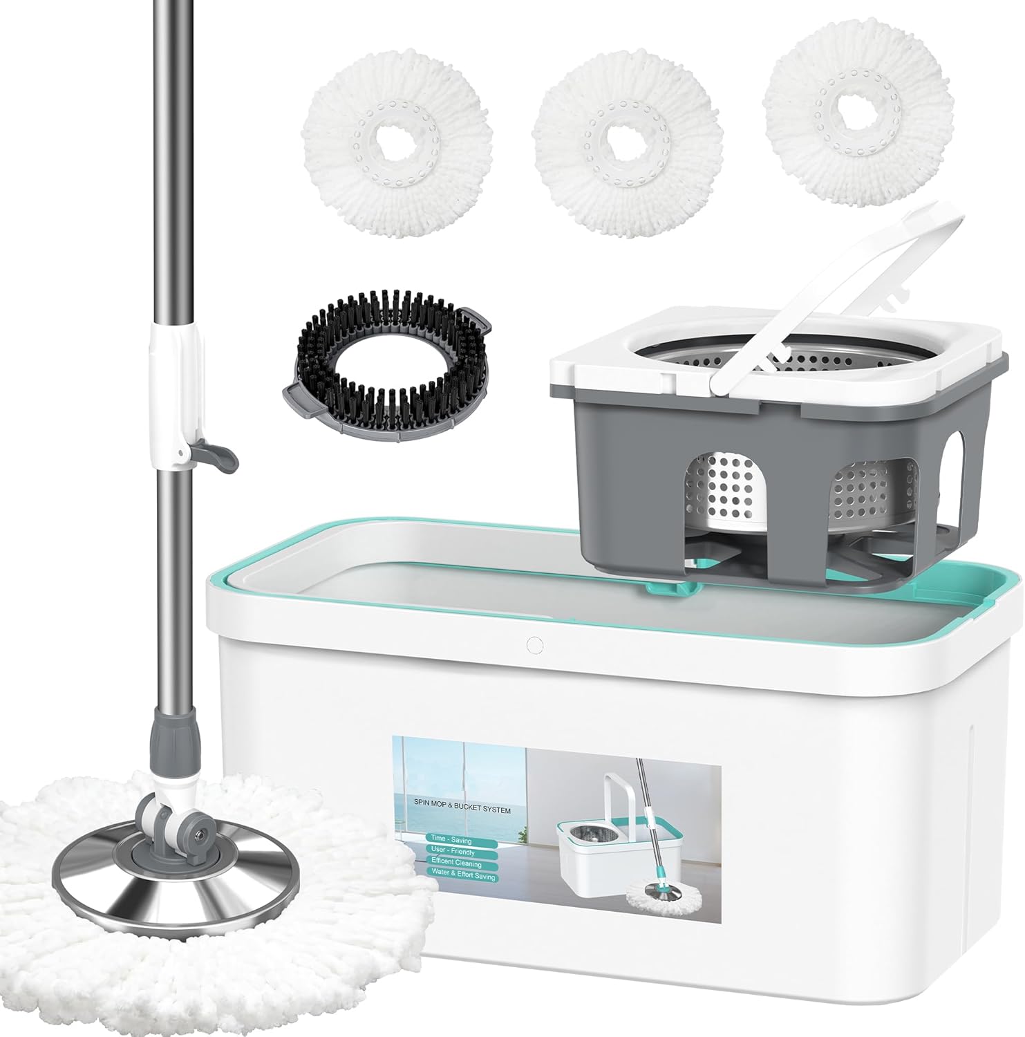 Spin Mop and Bucket Set with Wringer...