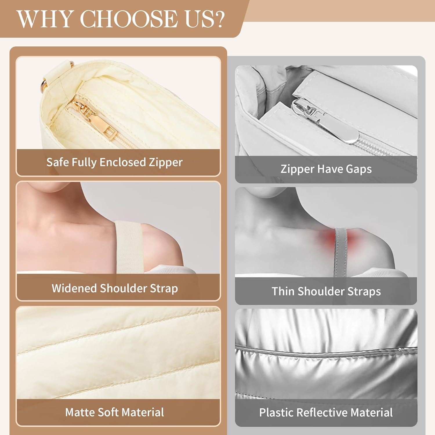 Cross Body Purses for Women Lightweight Quilted Puffer Tote Bag Casual Hobo Nylon Shoulder Handbag Travel - Image 6