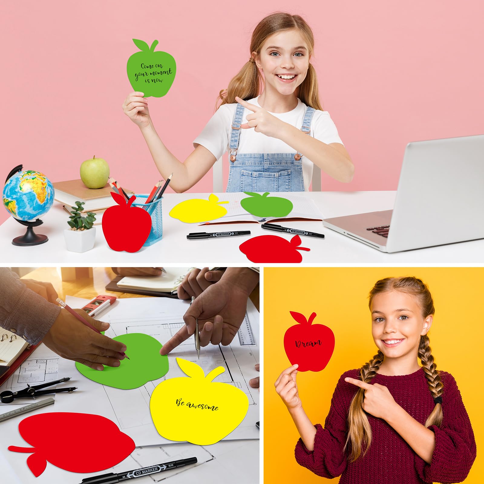 Qilery 100 szt. 15 cm duże wycięcia na papier jabłkowy luzem z 2 markerami
