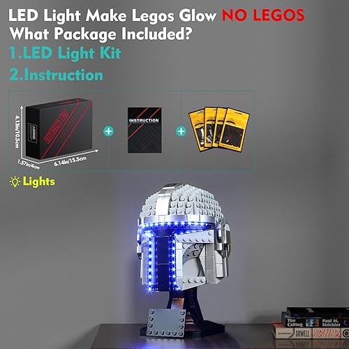 Miniatura 5 de VONADO Luz LED de control de luz para casco Lego The Mandalorian 75328 (solo luces, sin modelos) Kit de iluminación creativa Accesorios compatibles