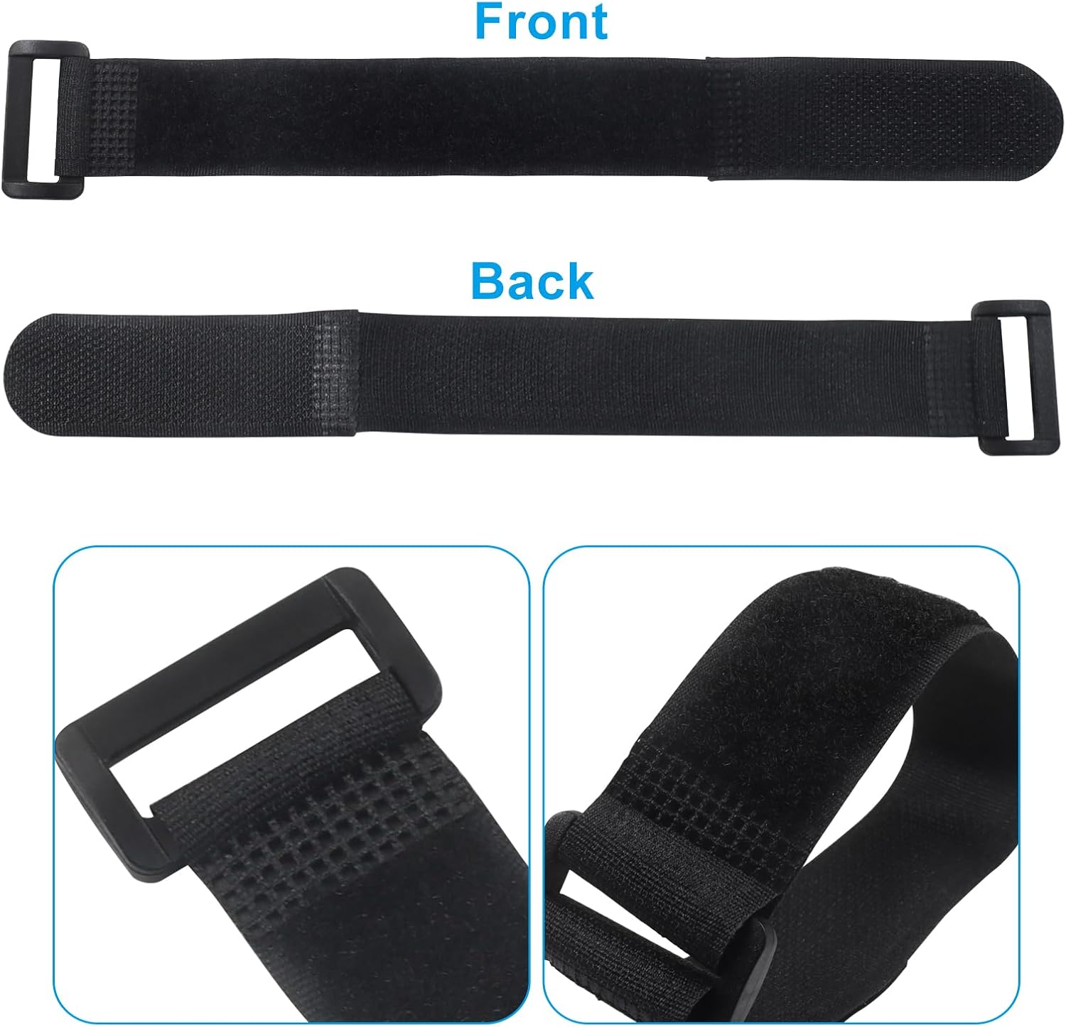 1" x 12" Hook and Loop Cable Tie Down Straps, 20Pcs, Black image 4