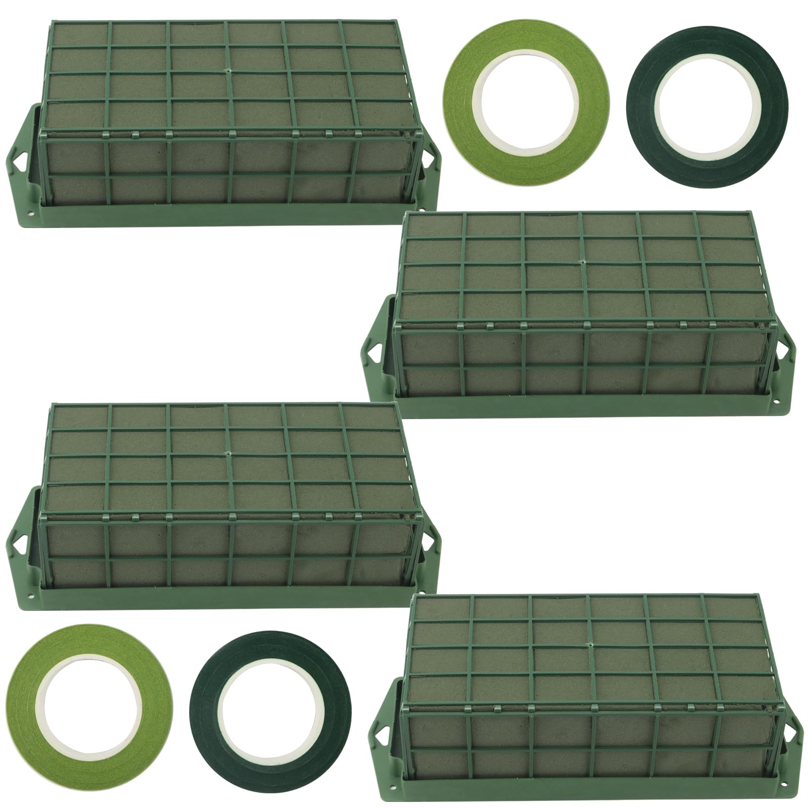 HOIGON 4 Pcs Floral Foam Cage, Rectangle Flower Holder with Floral Foam Block, Flower Cage for Fresh and Artificial Floral Arrangement, Wedding Decors, 11.6 x 4.6 x 3.1 Inch