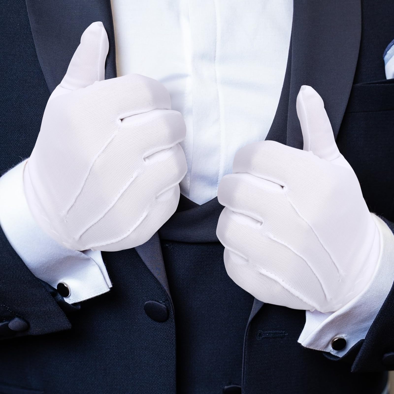 2 Paia Guanti Bianchi Cotone/poliestere - Per Costumi, Matrimoni, Eventi Formali - Foto 12