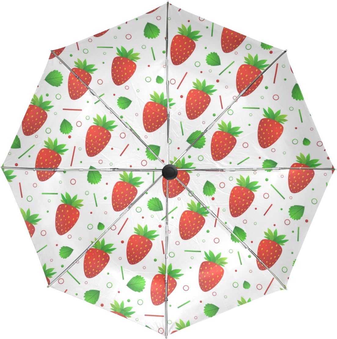 Vawa 日傘 おしゃれ 果物 フルーツ イチゴ 赤 折りたたみ 軽量 自動開閉 遮光 遮熱 3段折 折りたたみ傘 ワンタッチ 晴雨兼用 収納ポーチ付き