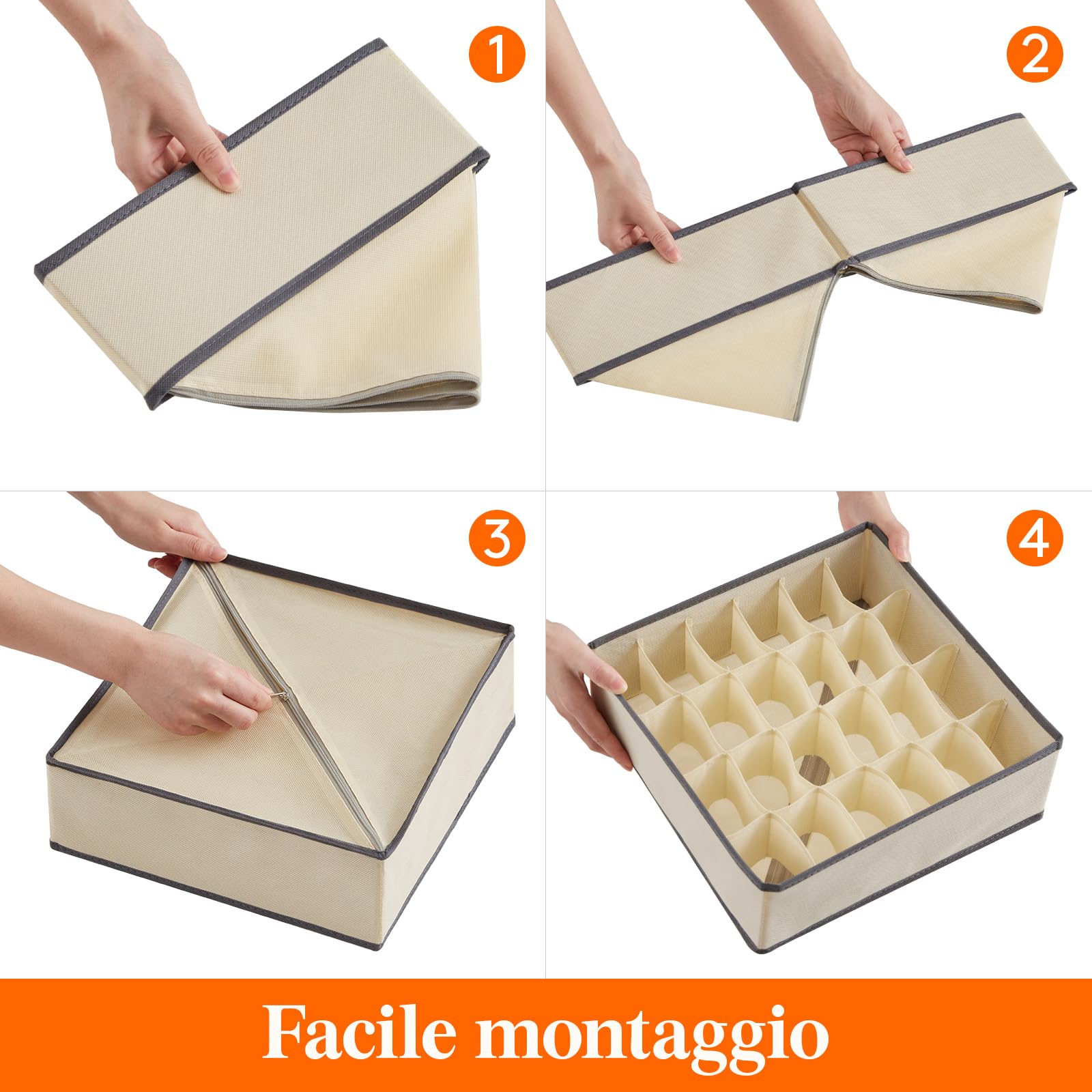 Lifewit Set di 12 Divisori per Cassetti Intima, Organizer Armadio, Separatori Pieghevoli in Tessuto per Cassetti e Scatole per Conservare Lingerie, Reggiseni, Mutande, Kaki